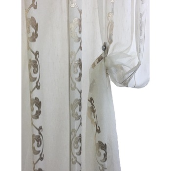 Perdea alba cu broderie maro 300x245cm cu rejansa by Liz Line - RD363 Perdea alba cu broderie maro 300x245cm cu rejansa by Liz Line - RD363