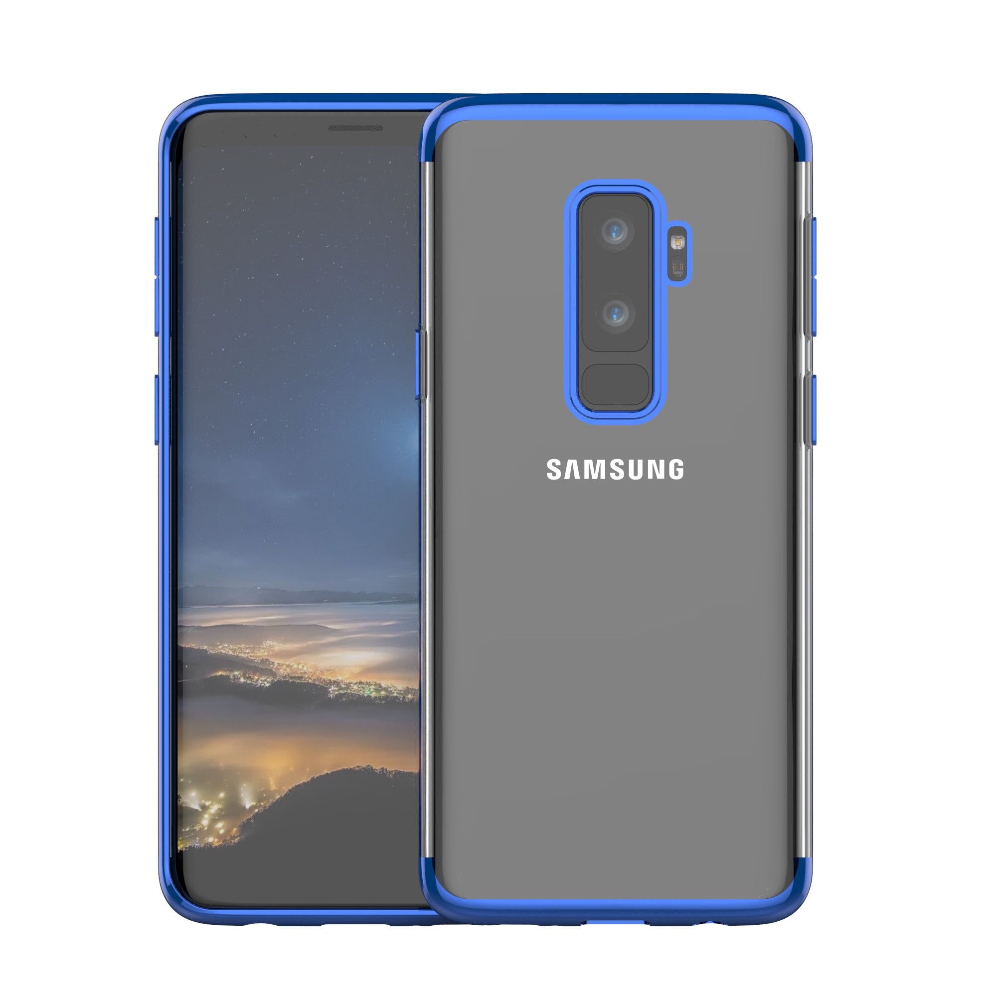 Husa Samsung Galaxy S9 Plus Flippy Transparent cu Margini Albastre