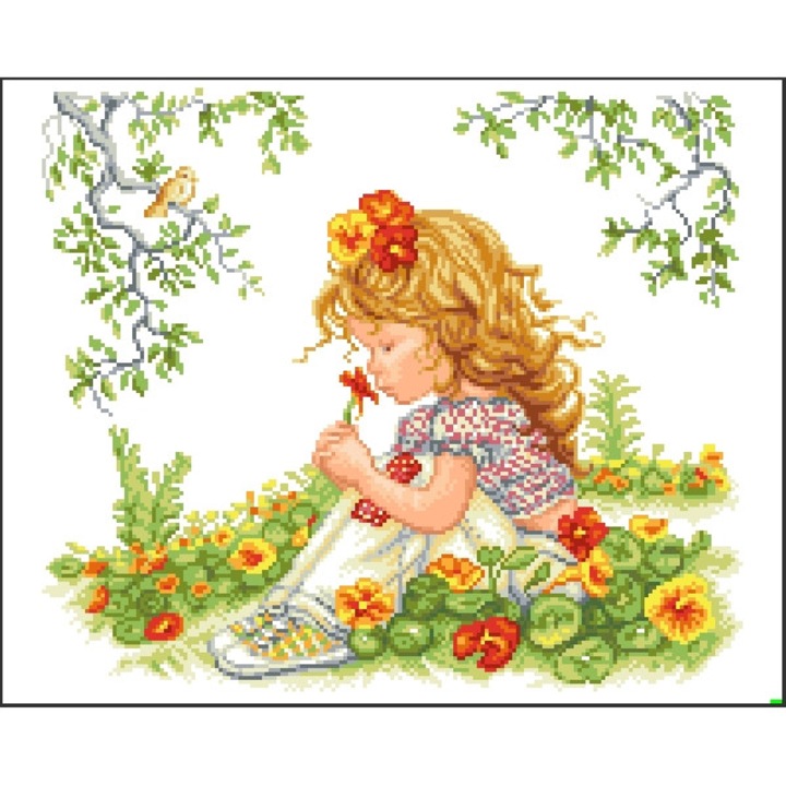 Fetita cu condurasi - kit goblen cu diagrama color, Rogoblen