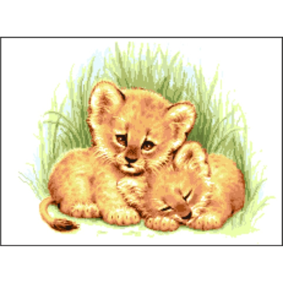 Pui de lei - kit goblen cu panza imprimata, Rogoblen