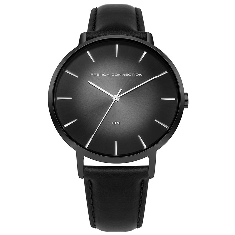 Ceas barbatesc French Connection, curea din piele neagra, FC1306BB