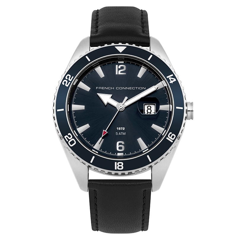 Ceas barbatesc French Connection, curea din piele neagra, FC1309UB