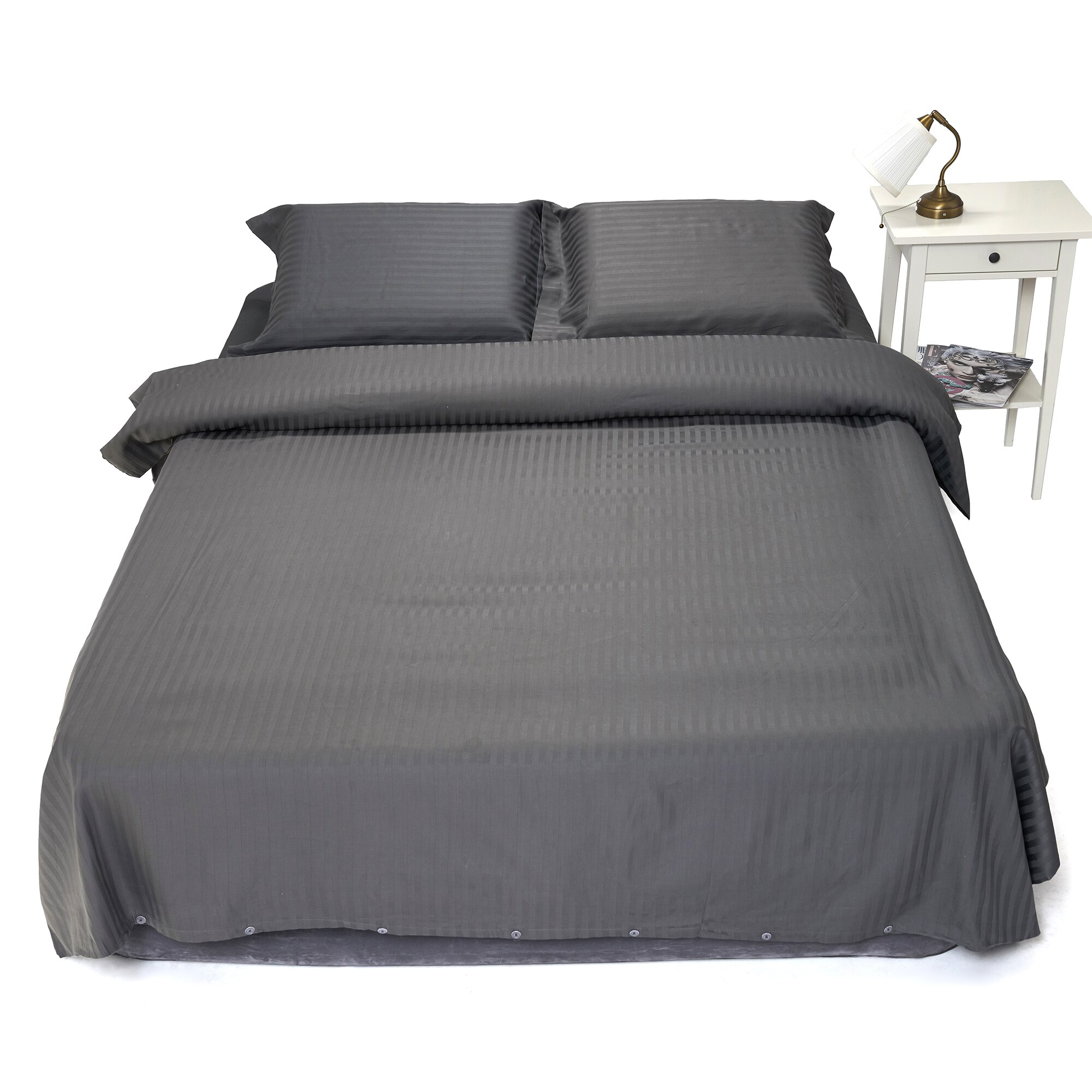 Lenjerie Damasc Heinner Home, 100% bumbac, 4 piese, 200TC, gri