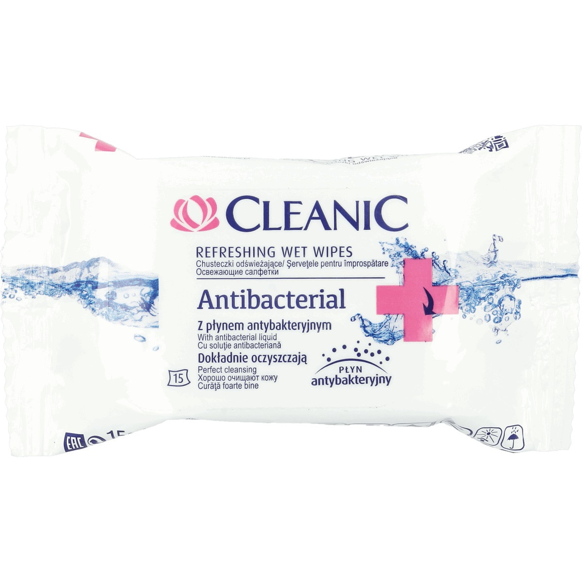 Servetele umede antibacteriale Cleanic, 15 buc