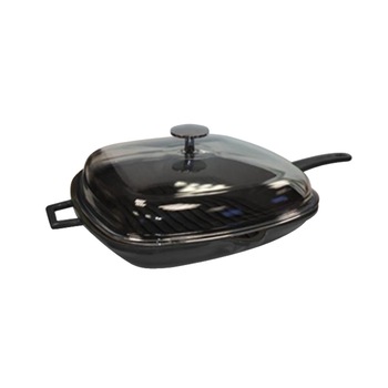 Tigaie grill fonta cu capac 26 x 26 cm  Tigaie grill fonta cu capac 26 x 26 cm