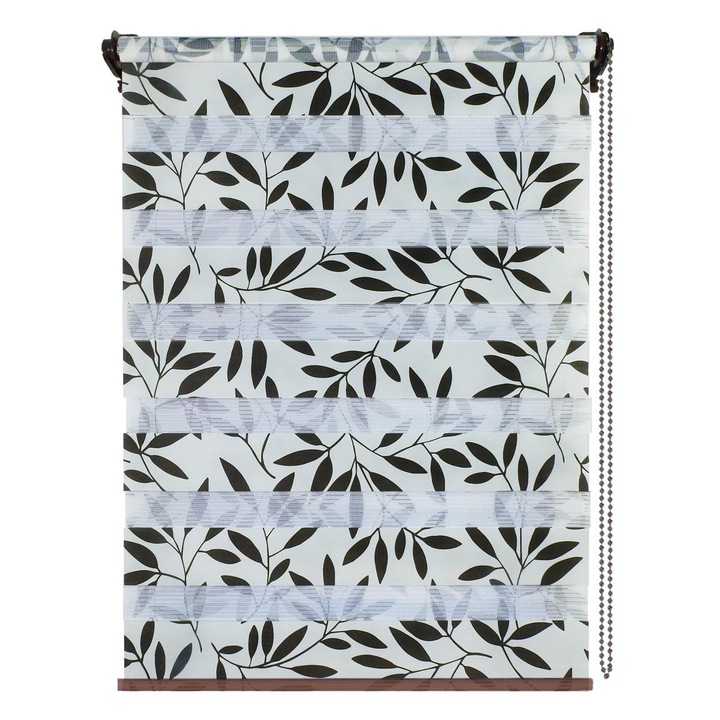 Jaluzea tip roleta zebra-rulou textil Day&Night, Decor 3, cote panza 76x200 cm, cote finale 80x200 cm, accesorii maro.