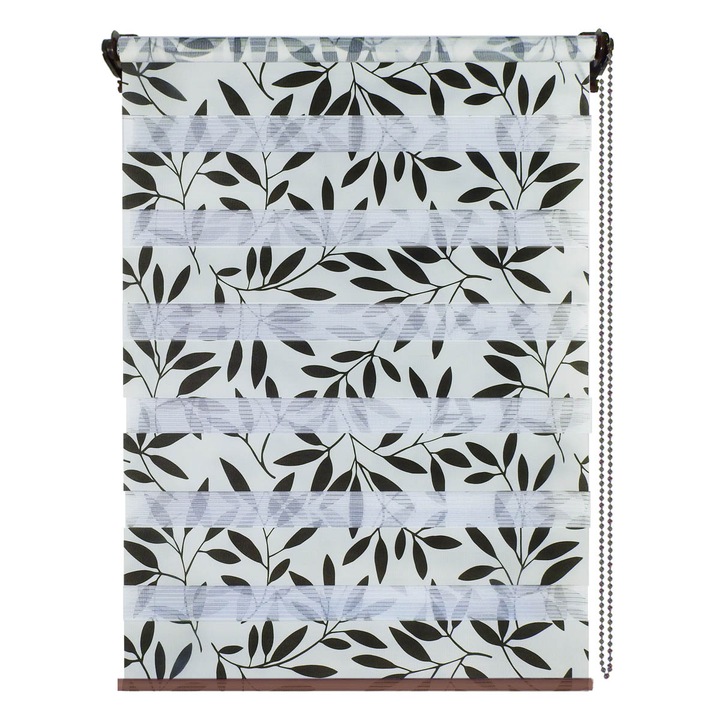 Jaluzea tip roleta zebra-rulou textil Day&Night, Decor 3, cote panza 76x200 cm, cote finale 80x200 cm, accesorii albe.