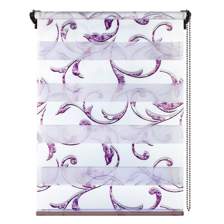 Jaluzea tip roleta zebra-rulou textil Day&Night, Decor 10, cote panza 56x120 cm, cote finale 60x120 cm, accesorii albe.