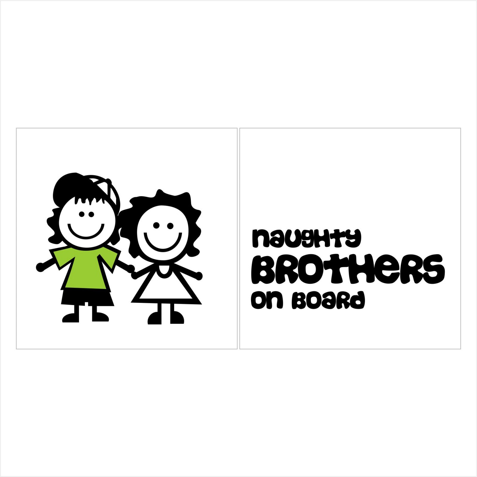 Stickere Naughty BROTHERS on board, Stickpartout, 15x15cm x 2 foi, rezistent la uzura