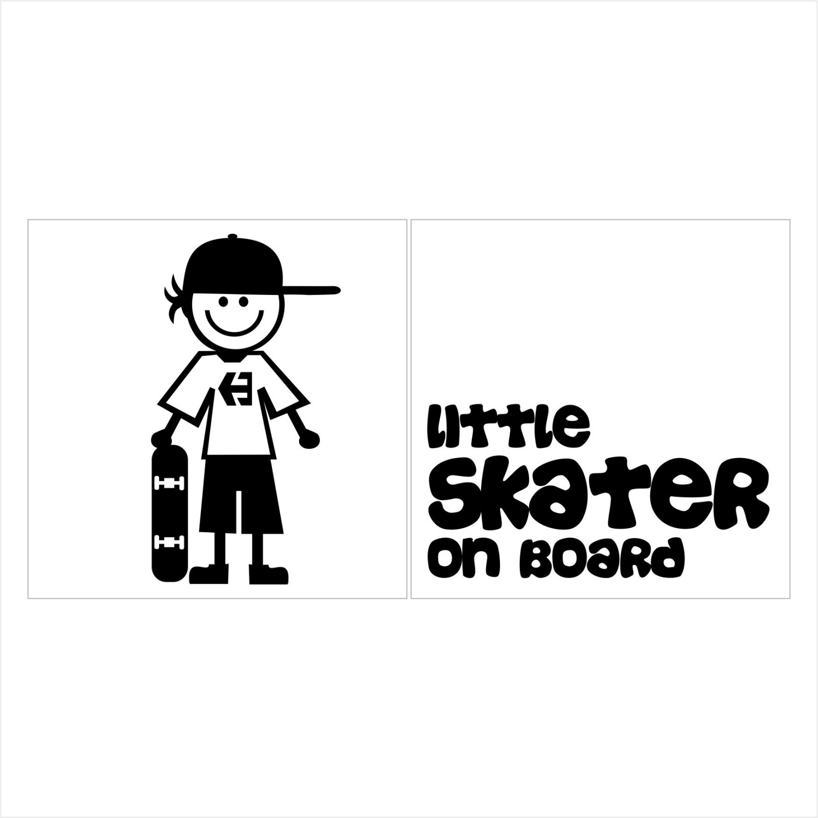 Stickere Little SKATER on board, 15x15cm x 2 foi, rezistent la uzura