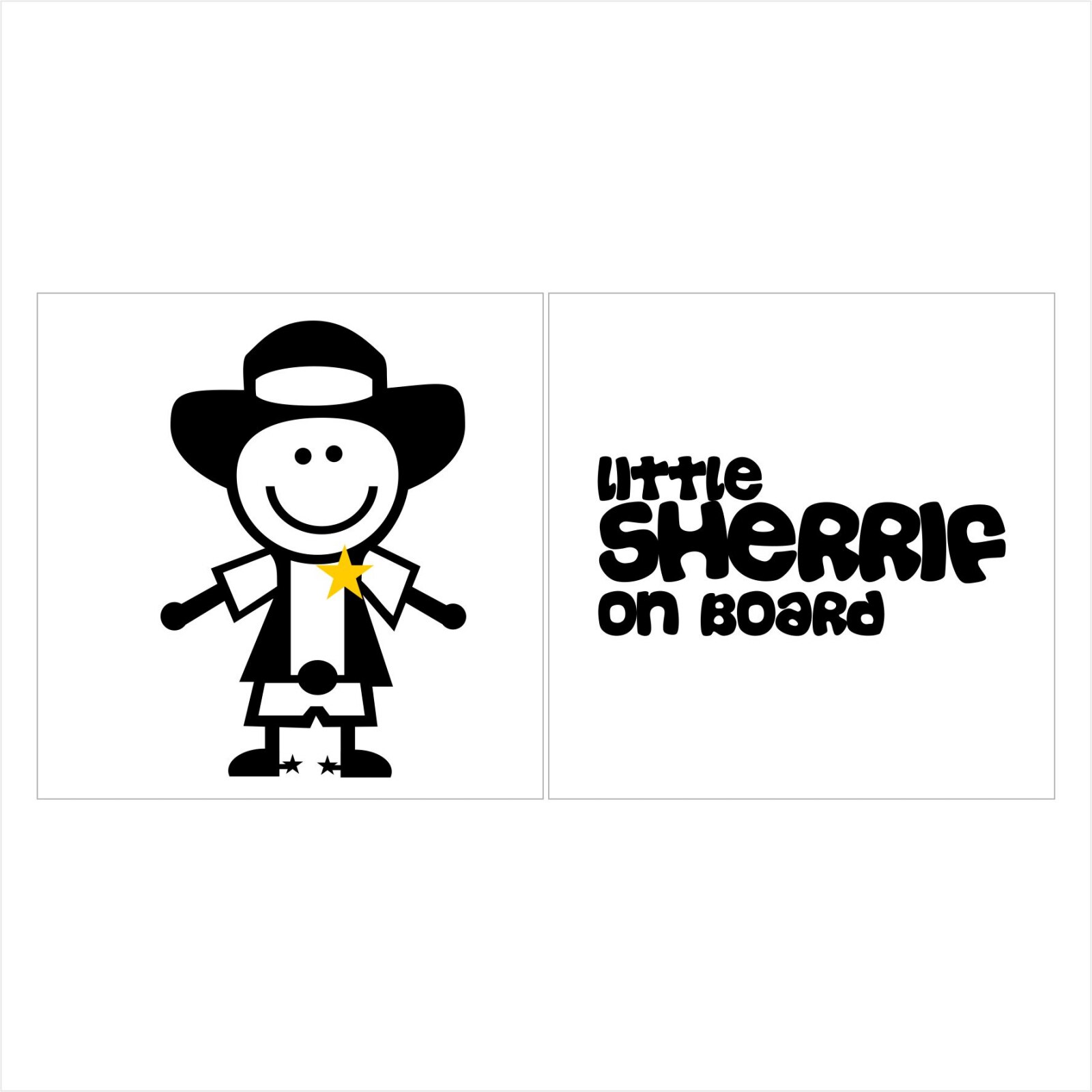 Stickere Little Sherrif on board, 15x15cm x 2 foi, rezistent la uzura