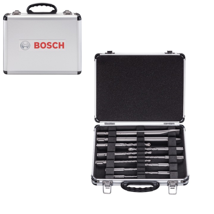 Комплект Bosch SDS-PLUS, 11 аксесоара, Свредла за бетон + Кутия за съхранение