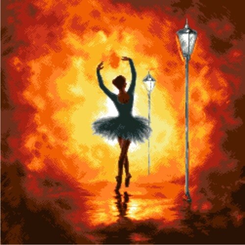 Dansul focului - kit goblen cu diagrama color, Rogoblen