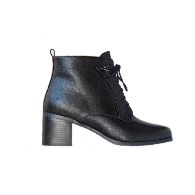 Botine scurte pana la glezna,design cu siret, D&J Exclusive, Negru