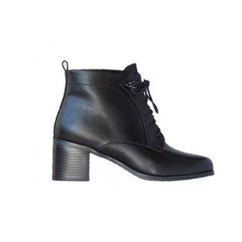 Botine scurte pana la glezna,design cu siret, D&J Exclusive, Negru Botine scurte pana la glezna,design cu siret, D&J Exclusive, Negru