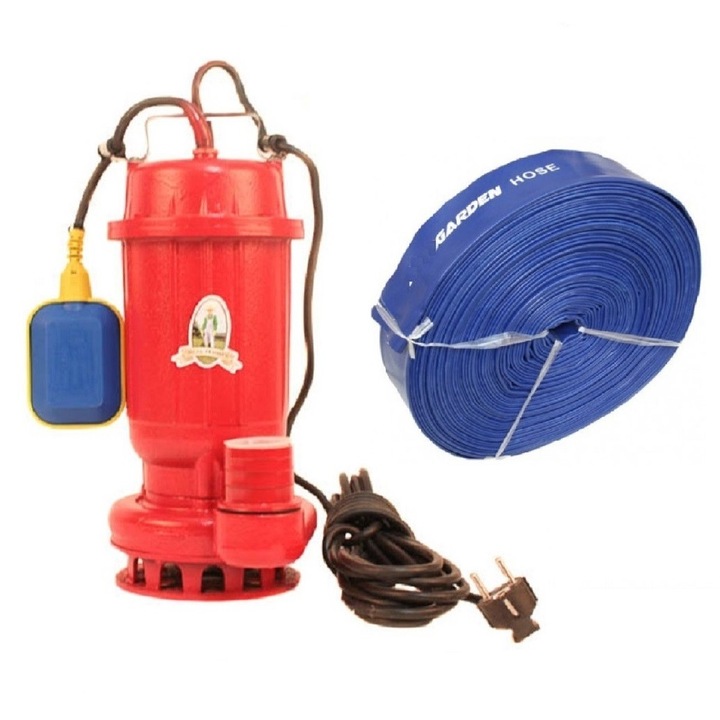 Set Pompa apa murdara cu flotor Micul Fermier 1100W + Furtun 2 toli 50m