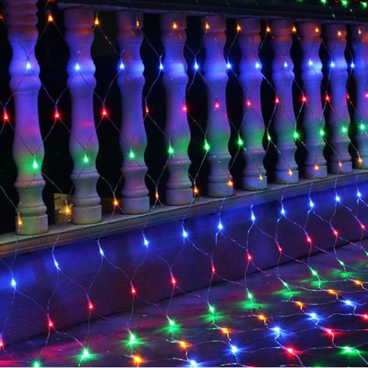 Flippy Deluxe Karácsonyi LED-es fényháló, 2 M X 2 M 160 Led-es, Összeköthető, Többszínű
