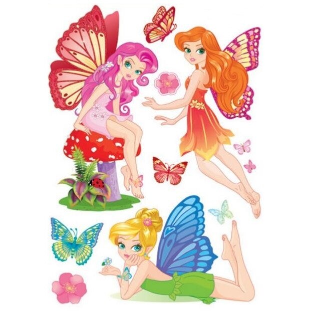 Sticker perete 3D, zane si fluturi, 29 x 42 cm