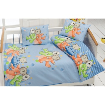 Lenjerie patut bebelusi bumbac 100%, Bahar Home,Dus V2 Blue Lenjerie patut bebelusi bumbac 100%, Bahar Home,Dus V2 Blue