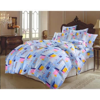Lenjerie de pat (bumbac 100%) 2 Persoane, 180x220cm, Figuri Geometrice, Albastru/Portocaliu TETRIS Lenjerie de pat (bumbac 100%) 2 Persoane, 180x220cm, Figuri Geometrice, Albastru/Portocaliu TETRIS