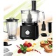 Кухненски робот Heinner HFP-750BK, 750 W, Купа 1.2 л, Блендер 1.5 л, Филиращи дискове, Чопър, Черен