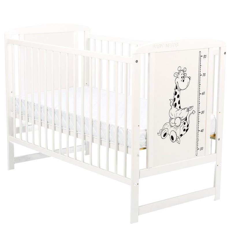 Patut din lemn BabyNeeds Timmi, 120x60 cm, Girafa, Alb