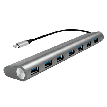 HUB 7 porturi USB3.0, USB3.1-C pe cablu, Carcasa Aluminiu, Logilink UA0310 HUB 7 porturi USB3.0, USB3.1-C pe cablu, Carcasa Aluminiu, Logilink UA0310