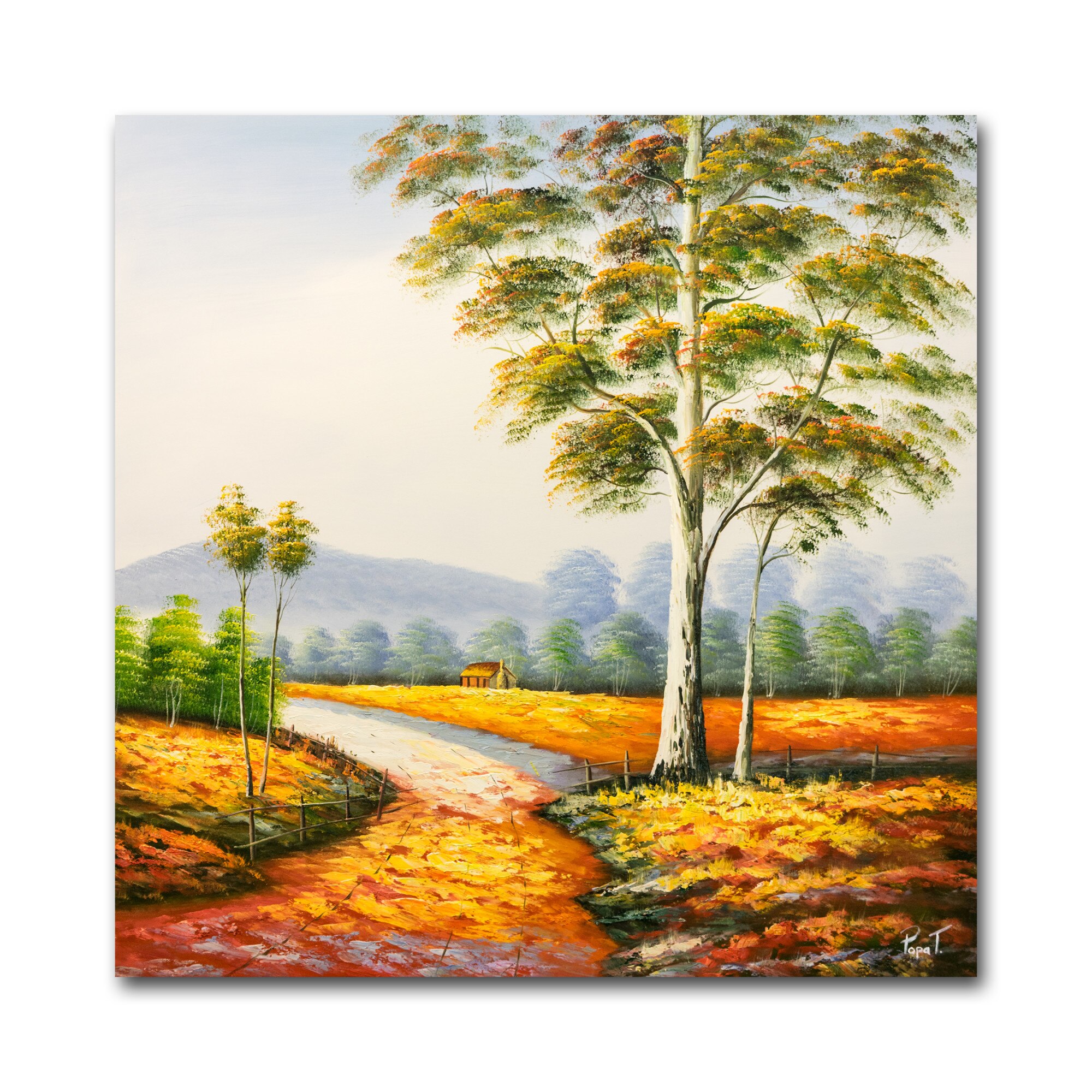 Tablou pictat manual - Peisaj clasic (4) - ulei pe panza 100x100cm