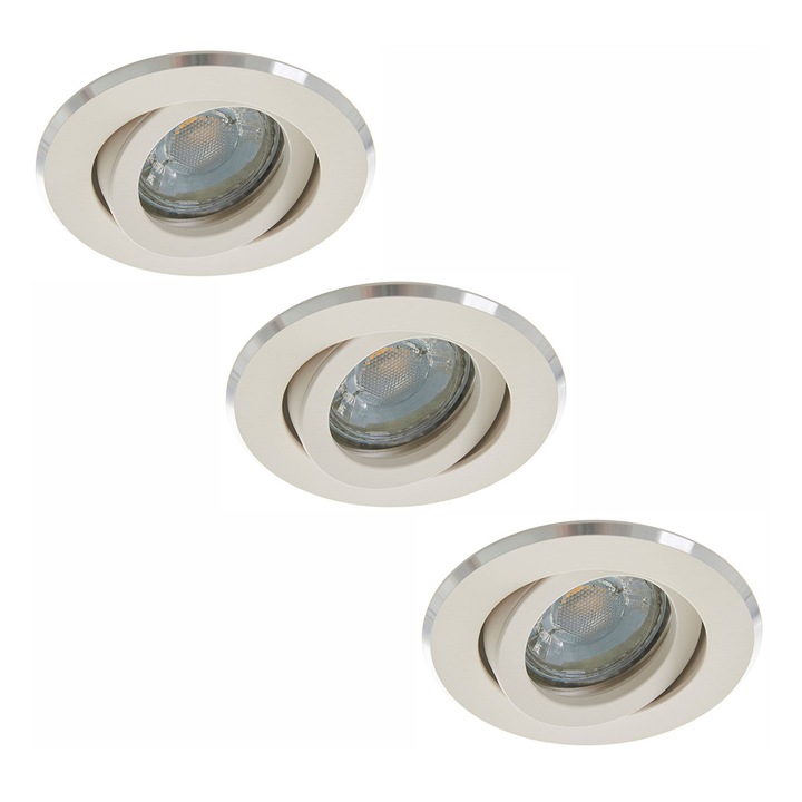 Луни за вграждане EL LTD 702R WH, цокъл GU10, Бял, 3 бр. к-т