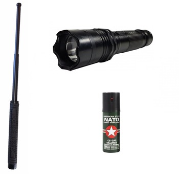 KIT BTG-150 autoaparare (2in1 Electrosoc+Lanterna ) Baston telescopic Police 50 cm + Spray Nato Paralizant KIT BTG-150 autoaparare (2in1 Electrosoc+Lanterna ) Baston telescopic Police 50 cm + Spray Nato Paralizant