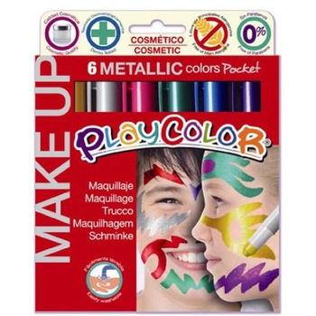 Tempera solida pentru picturi pe fata Dunsa, 6 culori metalizate Tempera solida pentru picturi pe fata Dunsa, 6 culori metalizate