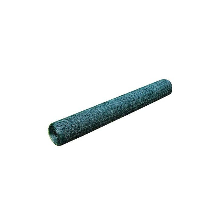 Plasa de sarma gaini vidaXL, verde, 25 x 0,75 m, cu invelis PVC 3.18 kg 140409