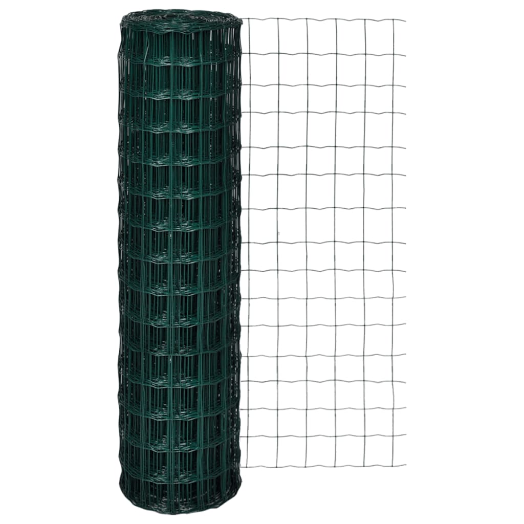 Plasa de gard din otel, vidaXL, Verde10 x 1.5 m cu ochiuri 100 x 100 mm