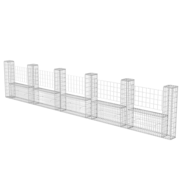 vidaXL U-alakú horganyzott acél gabion kosár 570 x 20 x 100 cm 37 kg