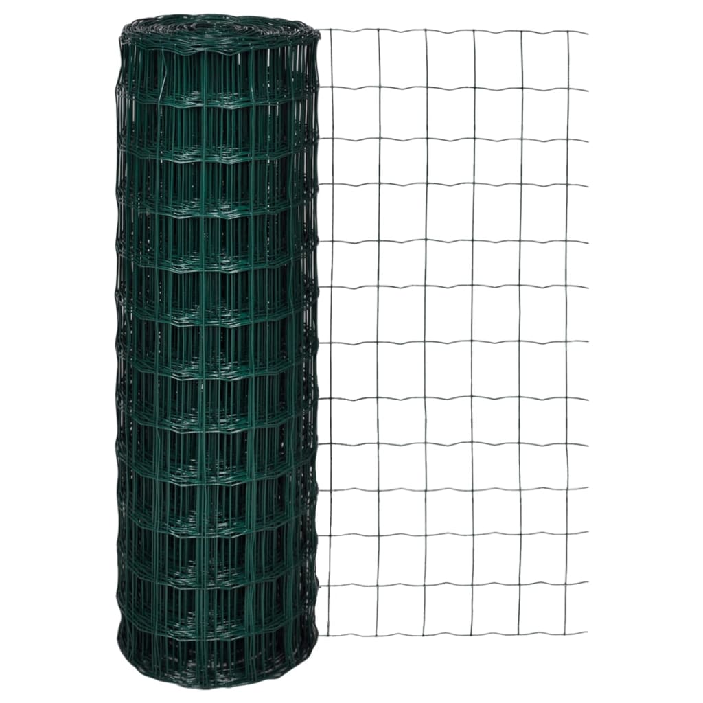 Panou de gard din otel, vidaXL, Verde, 10 x 1.5 m cu ochiuri 100 x 100 mm