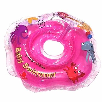 Colac de gat pentru bebelusi Babyswimmer roz cu zornaitoare 0-24 luni Colac de gat pentru bebelusi Babyswimmer roz cu zornaitoare 0-24 luni