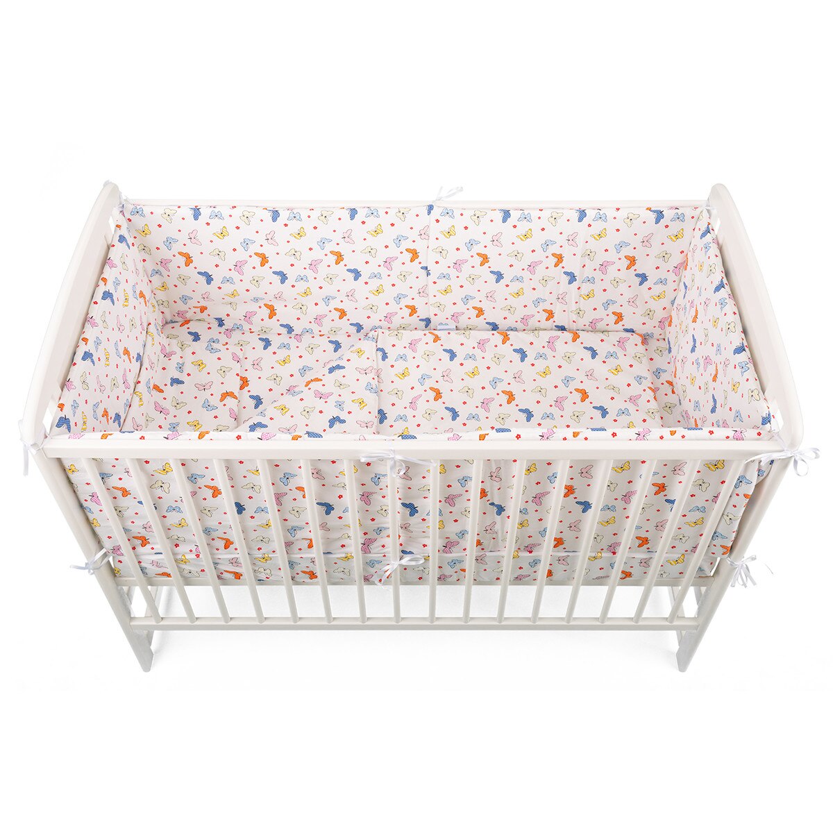 Lenjerie patut 5 piese 120x60 cm, Babyneeds, Fluturasi, Multicolor