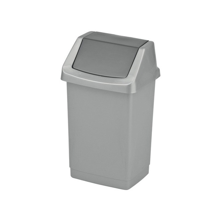 Cos din plastic pentru gunoi, Curver, 63.5 x 38.5 x 33.5 cm, 50L, Argintiu, 174990