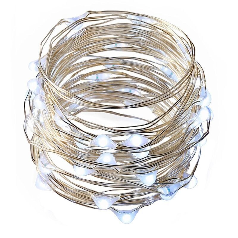 Ghirlanda luminoasa, 200 microLED-uri alb rece, cablu alama, IP44, 1.9 m