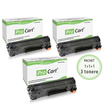 Set 3 tonere compatibile CF283A black HP 83A, 1500 pagini, Procart Set 3 tonere compatibile CF283A black HP 83A, 1500 pagini, Procart