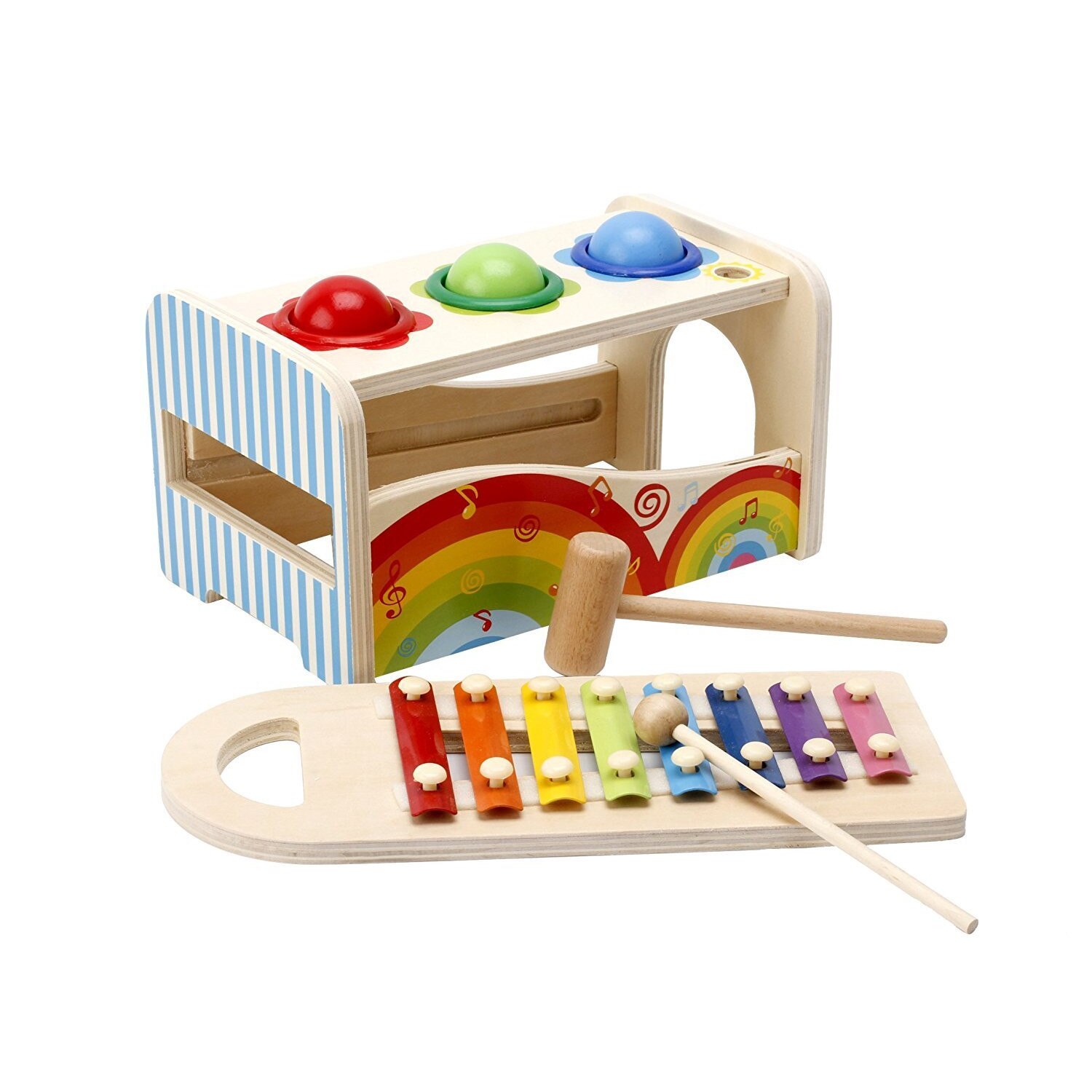 Xilofon Cu Bile si Ciocan Din Lemn - Krista®