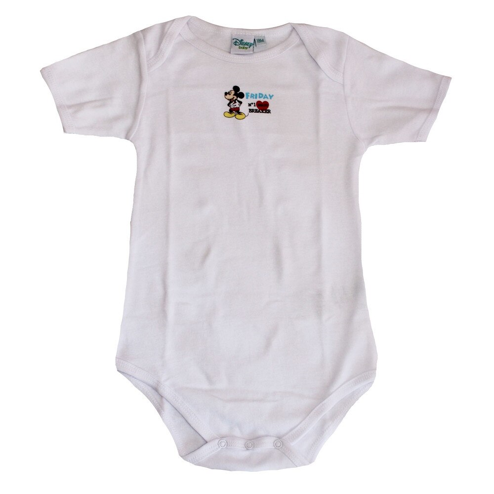 Body maneca scurta, Mickey, Friday, Alb