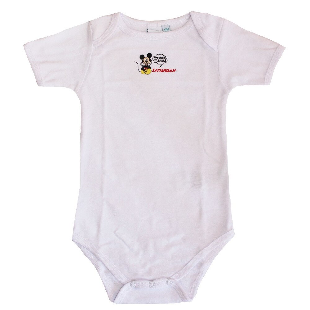 Body maneca scurta, alb, Mickey, Saturday