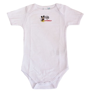 Body maneca scurta, alb, Mickey, Saturday Body maneca scurta, alb, Mickey, Saturday