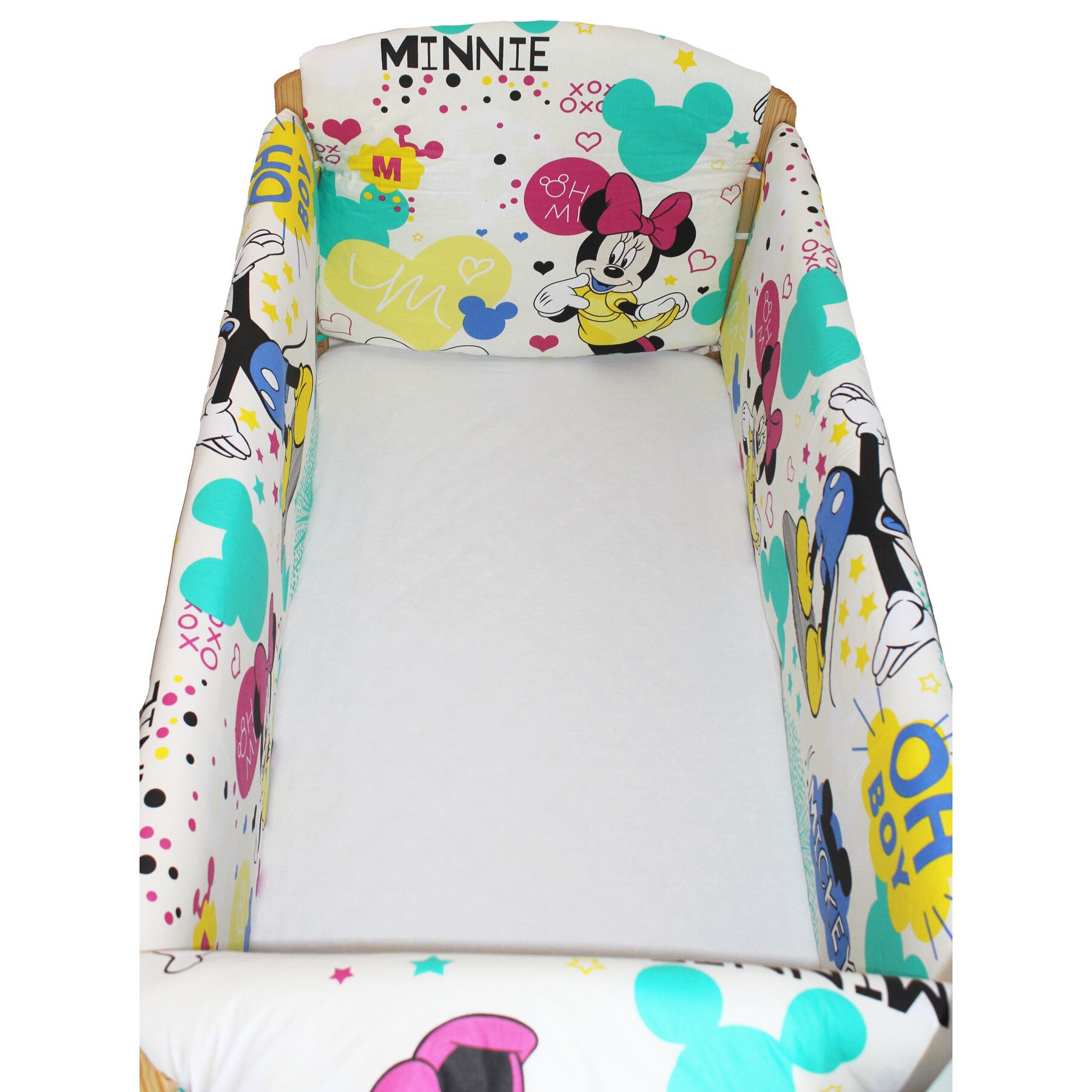 Set 2 aparatoare patut, Maxi, Minnie si Mickey, crem, 120 x 60 cm