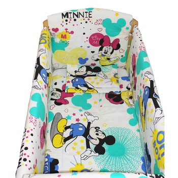 Lenjerie patut 7 piese, Maxi, Minnie si Mickey, crem, 120 x 60 cm Lenjerie patut 7 piese, Maxi, Minnie si Mickey, crem, 120 x 60 cm
