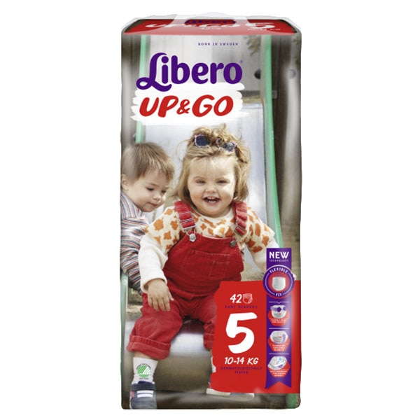 Scutece chilot Libero Up&Go Unisex 5 Maxi Plus, 10-14 kg, 42 buc