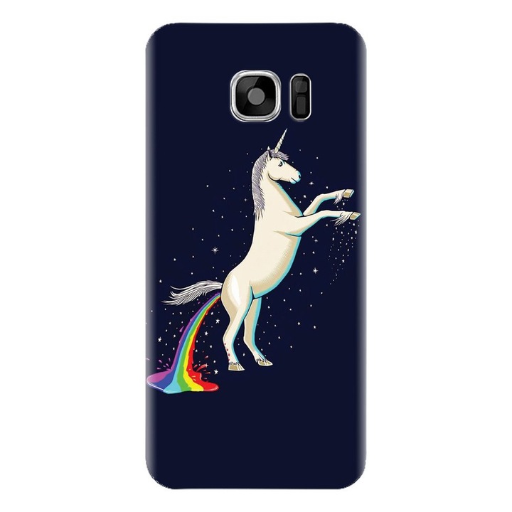 Силиконов калъф Inegal за Samsung Galaxy S7, Unicorn Shitting Rainbows