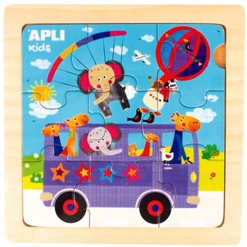 Puzzle din lemn cu 9 piese Autobuz Puzzle din lemn cu 9 piese Autobuz