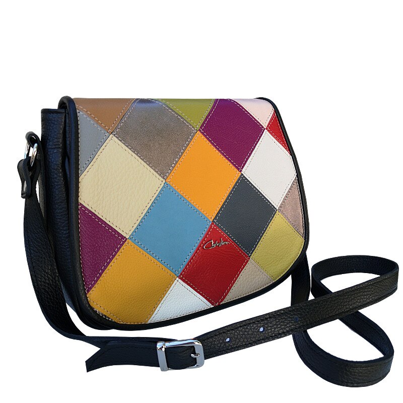 Geanta din piele naturala, Postas, Multicolor